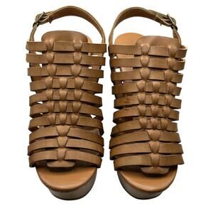 Mossimo Supply Co Brown Platform Wedge Strappy Sandals, Size 8